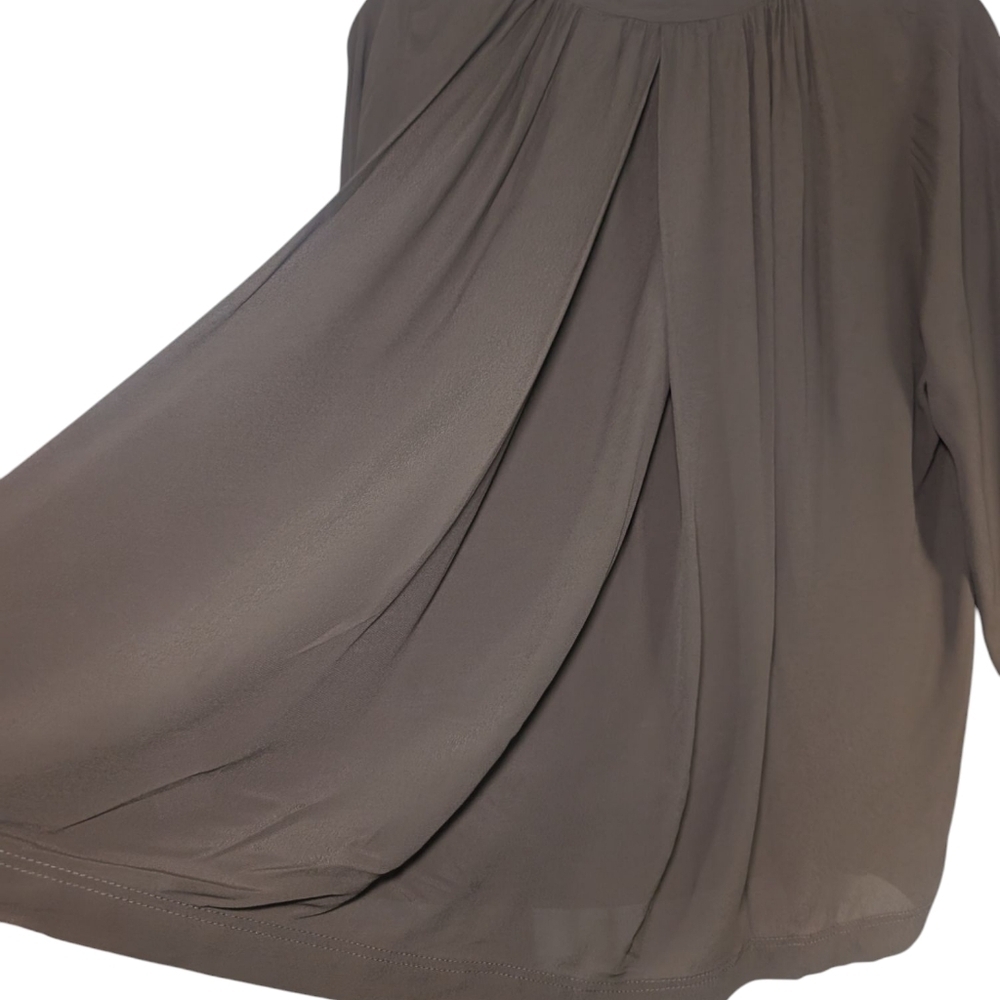 H&M Brown Relaxed Buttoned Blouse with Mandarin Collar - Picture 3 of 6
